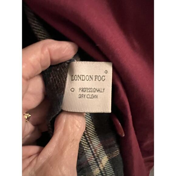 london fog raspberry button down car coat plaid removable lining size 14P - Picture 8 of 8